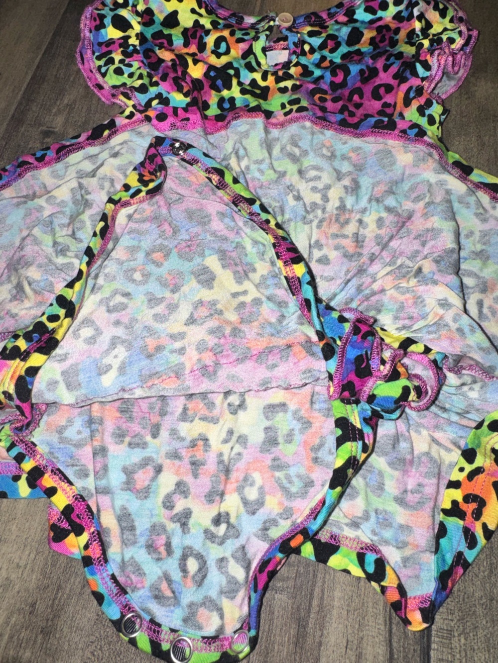 Bums & Roses Rainbow Leopard Ruffle Butt Twirl Dress Romper 18-24M - Picture 8 of 8